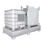   Kármentő, 2 mm rozsdamentes acél, 2 db 1000 l-es ibc-hez, függőleges tárolás, széxméxma 2650x1300x435 mm, gyűjtőtérfogat 1000 l