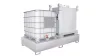 Kármentő, 2 mm rozsdamentes acél, 2 db 1000 l-es ibc-hez, függőleges tárolás, széxméxma 2650x1300x435 mm, gyűjtőtérfogat 1000 l