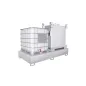   Kármentő, 2 mm rozsdamentes acél, 2 db 1000 l-es ibc-hez, függőleges tárolás, széxméxma 2650x1300x435 mm, gyűjtőtérfogat 1000 l