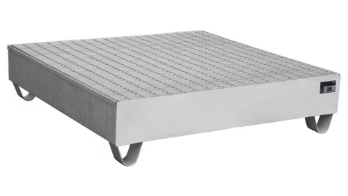 Kármentő, 2 mm rozsdamentes acél, 2 db 1000 l-es ibc-hez, függőleges tárolás, széxméxma 2650x1300x435 mm, gyűjtőtérfogat 1000 l