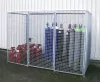 Gázpalacktároló, tűzihorganyzott, tető nélkül, nyílóajtóval, max. 32 gázpalack átmérőjű kapacitás. 230 mm, szé x mé x ma 2100x1085x2100 mm