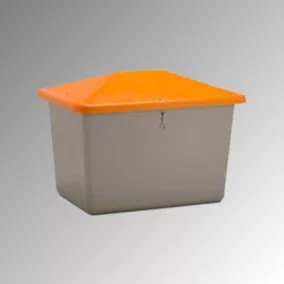   700 l-es homoktartály, külső méretek sz x m x ma 1340x990x960 mm, ürítőnyílás nélkül, test szürke, fedél narancssárga