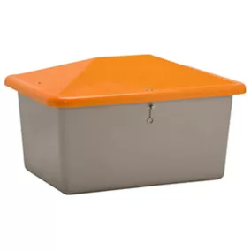   1500 l-es homokkonténer, külső méretek sz x m x ma 1840x1430x1040 mm, ürítőnyílás nélkül, test szürke, fedél narancssárga