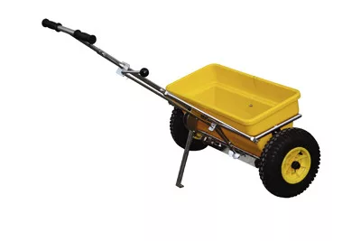 Dobozos szórógép, térfogata 35 l, szórási szélesség 600 mm, súly 16,5 kg, acélváz + rozsdamentes acél tengelyek, polietilén tartály