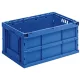 Összecsukható doboz, pe, hxszxm kívül/belül 600/556x400/356x320/315 mm, űrtartalom 63 l, zárt alj és oldalak, címketartóval, kék színű