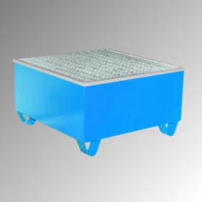   Kármentő, acéllemez, pe betét, szorítógyűrű, horganyzott. rács, 1x200 literes hordóhoz, gyűjtőtérfogat 200 l, széxméxma 815x815x470 mm, ral 5012