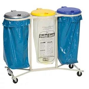 Falra szerelhető hulladékgyűjtők, kavicsszürke, sárga műanyag fedél, széxméxma 400x510x70 mm