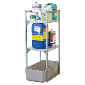   Hordótartó kis tartályokhoz, 2 rácsos tartóval kis tartályokhoz, acél, horganyzott, gfk csepptálca 65 l, széxméxma 450x820x1310 mm