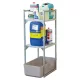 Hordótartó kis tartályokhoz, 2 rácsos tartóval kis tartályokhoz, acél, horganyzott, gfk csepptálca 65 l, széxméxma 450x820x1310 mm