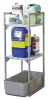Hordótartó kis tartályokhoz, 2 rácsos tartóval kis tartályokhoz, acél, horganyzott, gfk csepptálca 65 l, széxméxma 450x820x1310 mm