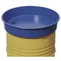   Kerek acél hordó tölcsér, szürke porszórt bevonattal, töltési térfogat max. 30 liter, átmérő x magasság 650 x 135 mm