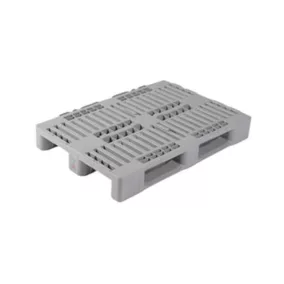   H1 higiéniai raklap, 3 futósínnel, hdpe-ből, statikus/dinamikus teherbírással. 5000/1250 kg, szé x mé x ma 1200x800x160 mm, peremmel, szürke színű