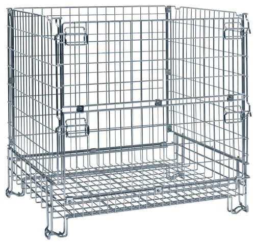 Horganyzott dróthálós tároló, rakásolható, széxméxma 1200x800x980 mm, hálószembőség 65x120 mm, teherbírás 1000 kg, súly 44 kg