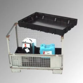   Abs-ből készült gitterbox betéttálca, gyűjtőtérfogat 120 l, fekete színű, rács nélkül, széxméxma 1180x780x145 mm