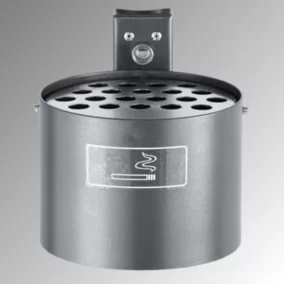   Kerek hamutartó, fali és oszlopra szerelhető, karral együtt, űrtartalom: 4 l, átmérő: 200 mm, magasság: 150 mm, porszórt bevonattal. antracit vas csillám