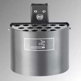   Félkör alakú hamutartó, falra és oszlopra szerelhető, karral együtt, űrtartalom: 2 l, átmérő: 2 db. 200 mm, ma 150 mm, porszórt. antracit vas csillám