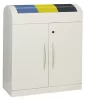 Újrahasznosító sziget, 3x45 liter, széxméxma 860x320x975 mm, test ral 7035 világosszürke, billenőtető kék+sárga+antracit