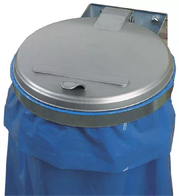 Falra szerelhető hulladékgyűjtő, ral 5010 enciánkék, fekete műanyag fedél, széxméxma 400x510x70 mm