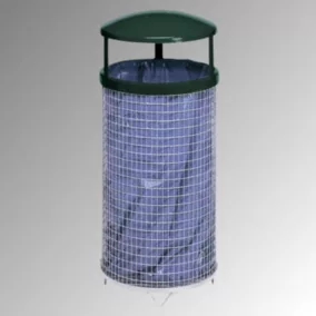   Drótkosár, ponthegesztett hálóból, 15x25 mm-es szembőség, zöld ral 6005 fejrész, átmérő x magasság 405x920 mm, kosártérfogat. kb. 75