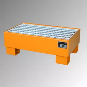   Kiskiszerelésű termék kármentő, széxméxma 800x500x290 mm, gyűjtőtérfogat 61 l, ráccsal, 2x60 l-es hordó, ral 2000