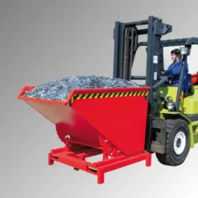   Nagy teherbírású billenőkonténer, automatikus kireteszelés, hxszxm 1310x805x970 mm, térfogat 0,3 köbméter, teherbírás 4000 kg, ral 2000 sárga-narancs