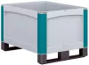 Raklapláda, pp, űrtartalom 145 liter, széxméxma 800x600x520 mm, zárt falak, csúszótalpak, fedél nélkül