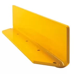   Szegély, acél szögvassal, 800 mm hosszú, 10 mm vastag, mé x ma 100x150 mm, sárga műanyaggal bevonva