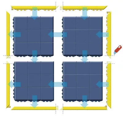 Természetes kaucsukból készült munkahelyi padlóelem, fekete színű (általános használatra), hxszxm 910x910x19 mm