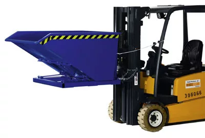 Billenőtároló, ollós mechanizmussal, térfogata 0,5 köbméter, teherbírás 1200 kg, hxszxm 1450x830x780 mm, ral 3000 lángvörös