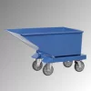Billenőtároló 2 kormányzott és 2 fix görgővel, targonca zsebekkel, térfogat 0,25 m3, hxszxm 1359x713x780 mm, ral 5007 ragyogó kék, sík ürítőél