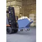   Billenőtároló 2 kormányzott és 2 fix görgővel, targonca zsebekkel, térfogat 0,25 m3, hxszxm 1359x713x780 mm, ral 5007 ragyogó kék, sík ürítőél