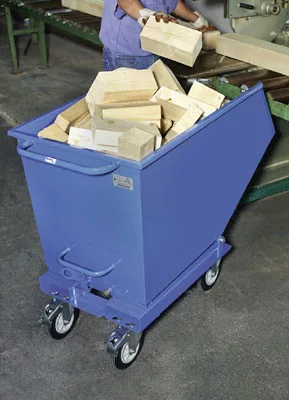 Billenőtároló 2 kormányzott és 2 fix görgővel, targonca zsebekkel, térfogat 0,25 m3, hxszxm 1359x713x780 mm, ral 5007 ragyogó kék, sík ürítőél