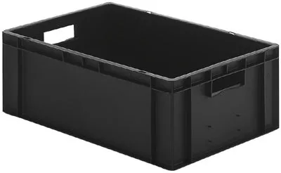 Euronorm konténerek, vezetőképes, polipropilén, fekete, hxszxm kívül/belül 600/551x400/352x210/200 mm, 2 db-os csomag