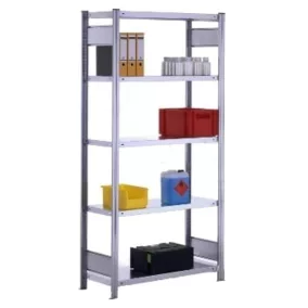   Standard csavarmentes polcrendszer, alsó rész, horganyzott, 4 polc, széxméxma 875x300x2000 mm, polcterhelés 150 kg