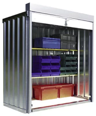 Redőnyös konténer fa padlóval, tetővel együtt, belső magasság 2000 mm, szé x m x ma 2100x1176x2330 mm