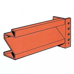 Széles fesztávolságú polcrendszer, alsó rész, 4 szint, farostlemez padlóval, polcterhelés 1050 kg, széxméxma 2500x800x2500 mm, kék oszlopok, narancssárga oszlopok