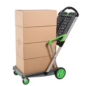   Összecsukható kocsi, hxszxm 890x550x1025 mm, összecsukva 670x470x180 mm, 2 rakodófelület, 1 összecsukható doboz, antracit/zöld szín