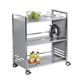 Tálalókocsi, hxszxm 700x400x840, 3 polc, króm/ezüst