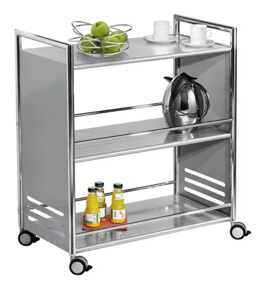 Tálalókocsi, hxszxm 700x400x840, 3 polc, króm/ezüst