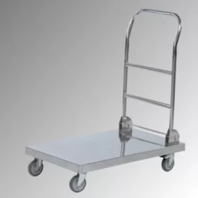   Rozsdamentes acél tolókaros kocsi, hxszxm 825x520x970 mm, teherbírás 100 kg