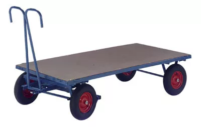 Kézi kocsi oldalfalak nélkül, rakfelület hxsz 1600x800 mm, teherbírás 1000 kg, tpe gumik 400x80 mm