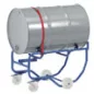   Hordóbillentő 200 literes hordókhoz, hxszxm 900x615x600 mm, mobil, görgők a hordók forgatásához, teherbírás 250 kg, emelőkarral együtt, ral 5007 ragyogó kék