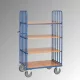 Többszintes kocsi, 2 fal függőleges merevítőkkel, 4 rakodófelület hxszx1000x600 mm, külső méretek hxszxm 1169x609x1800 mm, teherbírás 600 kg, ral 5007 ragyogó kék