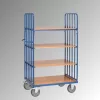 Többszintes kocsi, 2 oldalfal függőleges merevítőkkel, 4 rakodófelület hxsz 1200x800 mm, külső méretek hxszxm 1369x809x1800 mm, teherbírás 600 kg, ral 5007 ragyogó kék