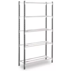   Többcélú, csavarmentes polcrendszer, csavarmentes polcrendszer, 6 csőacél polc, alsó rész, polcterhelés 230 kg, széxméxma 1000x600x2250 mm, támaszok ral 7024 grafitszürke, polcok ral 7035 világosszürke