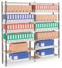 Többcélú, csavarmentes polcrendszer, csavarmentes polcrendszer, 7 csőacél polc, alsó rész, polcterhelés 122 kg, széxméxma 1250x300x2750 mm, tartók ral 7024 grafitszürke, polcok ral 7035 világosszürke