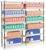 Többcélú, csavarmentes polcrendszer, csavarmentes polcrendszer, 7 csőacél polc, alsó rész, polcterhelés 163 kg, széxméxma 1250x600x2750 mm, támaszok ral 7024 grafitszürke, polcok ral 7035 világosszürke