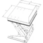   Emelő-billentő eszköz, teherbírás 750 kg, zárt asztallap hxsz 1000/945x1300 mm, effektív löket 565 mm, magasság 235 mm, motor 400 v / 0,75 kw