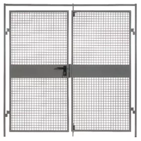   Kétszárnyú ajtó válaszfal védőrácsához, sz x m 2200x2200 mm, ral 7037 poros szürke