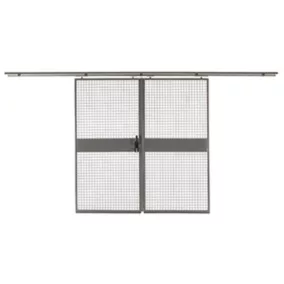   Dupla tolóajtó válaszfal védőrácshoz, sz x m 2000x2200 mm, ral 7037 poros szürke